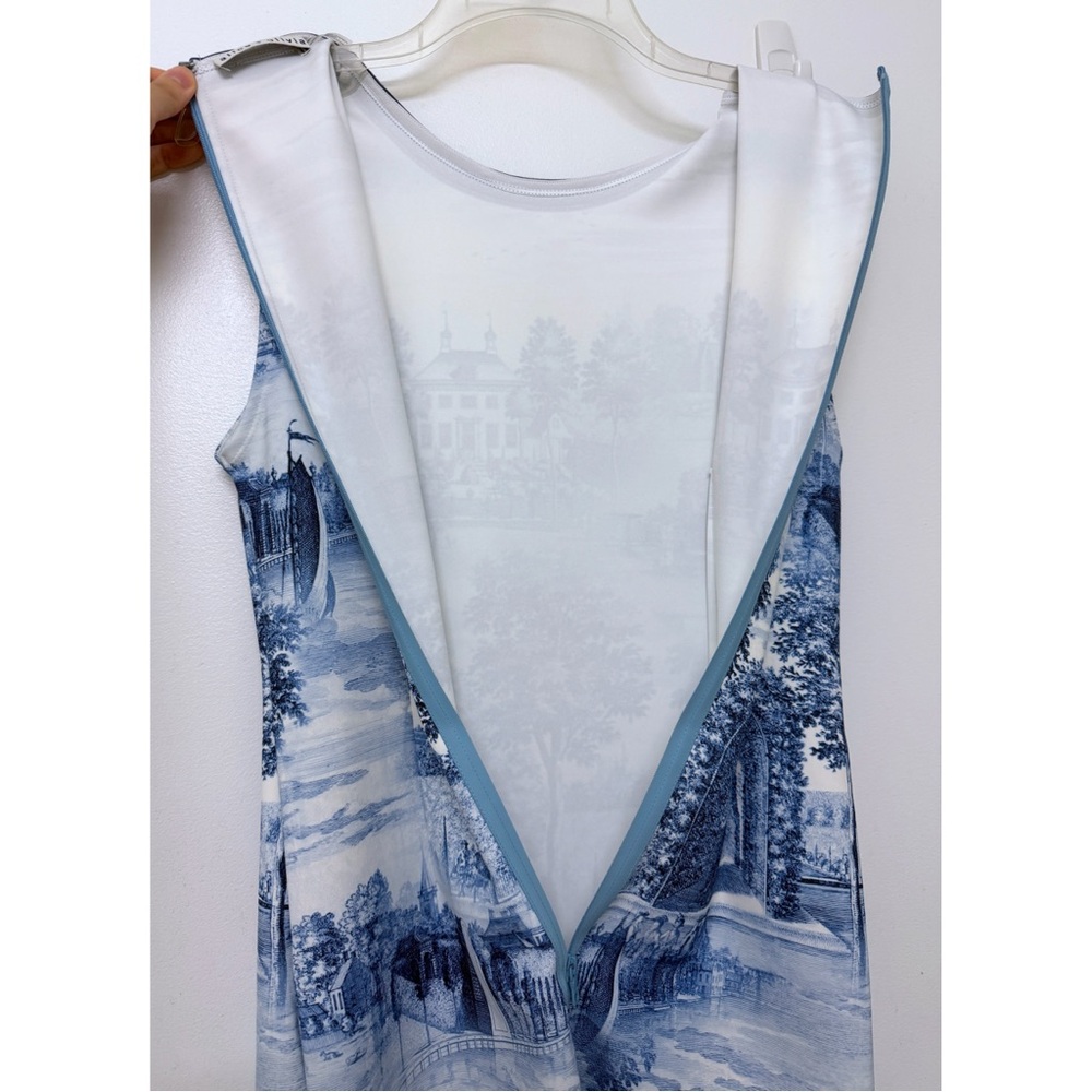 Alice + Olivia Wynell Chateau A Line Mini Dress Blue Toile De Jouy Floral 6 - Picture 15 of 16